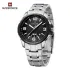 NAVIFORCE 9215 Men Wristwatch Top Brand Luxury Waterproof Watch Original Stainless Steel Sport Military Quartz Male Clock - Silver Black
